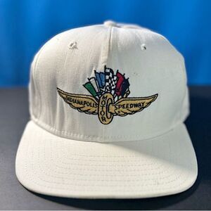Indianapolis Motor Speedway Indy 500 vintage DeLong White SnapBack Cap -OSFM